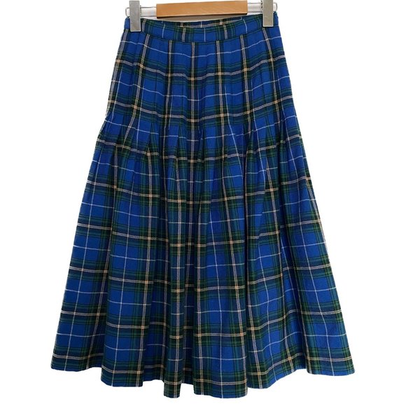 Vintage Kilt Women XS Virgin Wool Tartan Blue Green Classic Made in Canada 70s - Picture 2 of 15